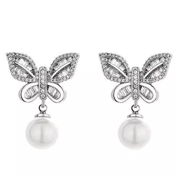 YLKBTY Женские серьги в форме бабочки 22.5*27.5mm белый