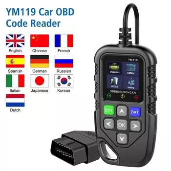 YM119 Улучшенный сканер OBD2 Диагностический инструмент Проверка кода двигателя со сбросом диагностического сканирования для всех транспортных средств после 1996 года