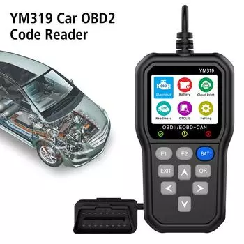 YM319 Считыватель кодов OBD2 Сканер Check Engine System Очистка/стирание кодов Многоязычный диагностический инструмент для автомобиля Тестер аккумулятора