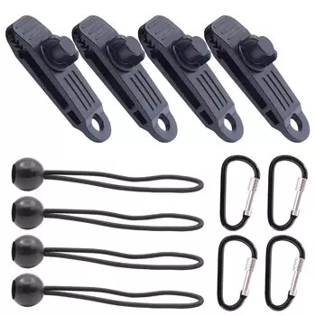 YnGia Strong Tent Tarp Carabiner Aluminum Climbing Lock Bungee Ball Stretch 12 Piece General Purpose Clip, Clip, Clip, В комплекте, Карабин, Сплав,