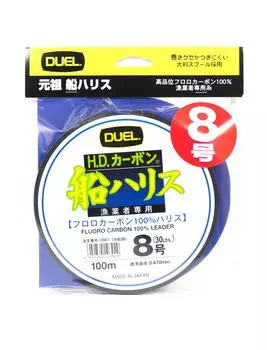 Yo Zuri Duel Fune Leader Фторуглерод, 100 м, размер 8, 30 фунтов, 0,47 мм, H961 (3929) чистый