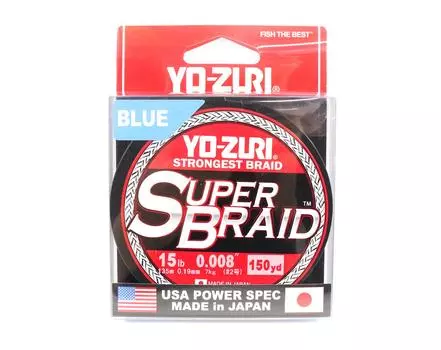 Yo Zuri Duel PE леска Super Braid 150 ярдов 15 фунтов (0,19 мм) Синий R1257-B синий