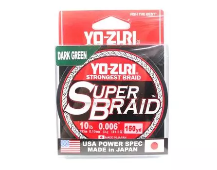 Yo Zuri Duel PE леска Super Braid 150 ярдов 10 фунтов (0,15 мм) Зеленый R1256-DG