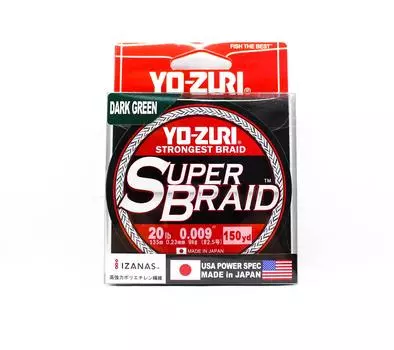 Yo Zuri Duel PE леска Super Braid 150 ярдов 20 фунтов (0,23 мм) Зеленый R1258-DG зелёный