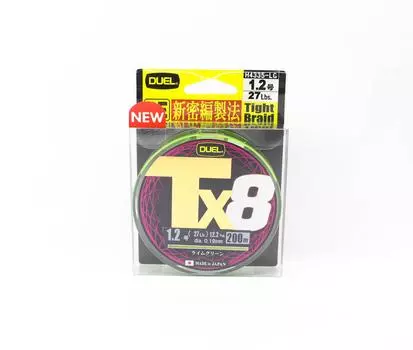 Yo Zuri Duel PE Line TX8 200 м PE 1,2 12,2 кг (0.19мм) LG H4335-LG зеленый лайм