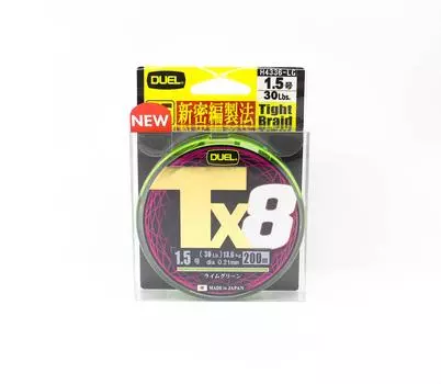 Yo Zuri Duel PE Line TX8 200 м PE 1,5 13,6 кг (0,21 мм) LG H4336-LG зеленый лайм