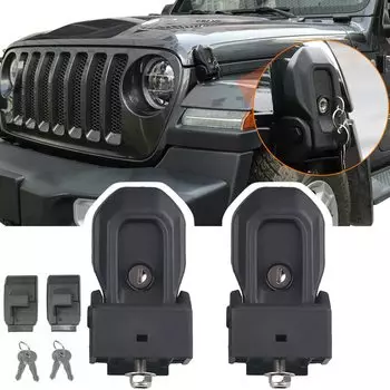 YOCTM Комплект защелки капота Jeep Wrangler JL 2018 2019 2020 2021 2022 2023 2024 Комплект замка капота Кронштейн защелки капота с ключевыми деталями Аксессуары