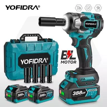 YOFIDRA 1200N.m бесщеточный электрический ударный гайковерт 1/2 беспроводная отвертка для ремонта автомобиля 5 передач электроинструмент для Makita 18V аккумулятор No Battery