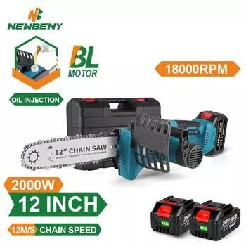 NEWBENY 12-дюймовая бесщеточная электрическая пила 18000 об/мин аккумуляторная портативная садовая деревообрабатывающая машина для аккумулятора Makita 18V NO Battery NO Plug