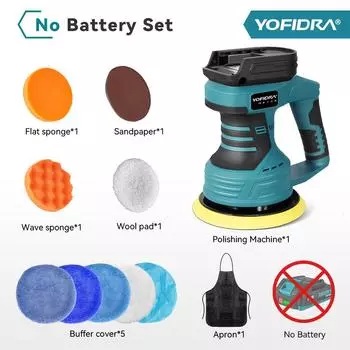 YOFIDRA 150мм Электрическая полировальная машина 8 скоростей Беспроводная Эффективная очистка Полировка воском Шлифовальная машина Инструмент для красоты Для аккумулятора Makita 18В-21В No Battery