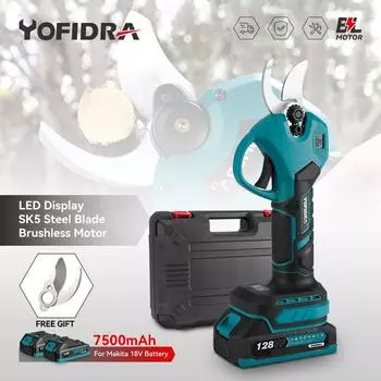 Yofidra 30 мм бесщеточный электрический секатор ножницы 2 передачи беспроводной обрезка фруктовых деревьев бонсай цифровой дисплей электрические ножницы для Makita 18 В аккумулятор Without Battery