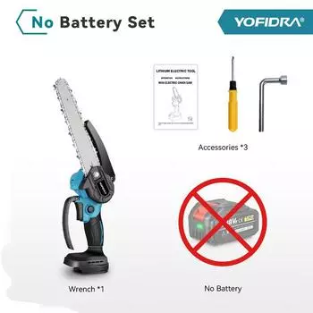 YOFIDRA Brushless Chain Saw 8 Inch Handheld Cordless Pruning Saw Rechargeable Pruning Wood Power Tool For Makita 18V Battery Pin Without Battery