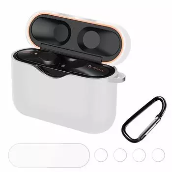 YOFITAR для Sony Чехол Силиконовый чехол Кнопка Защитная пленка Карабин 3 шт. Комплект Полный Защитный Чехол для Sony Беспроводные Наушники Аксессуар белый