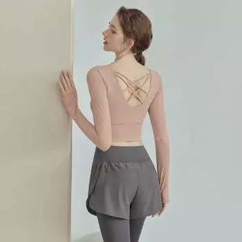 Yoga Clothes for Women Spring with Chest Pad Sports Tops Running Pilates Training Workout Clothes Water pink S