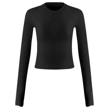Yoga Clothes Sports Long Sleeves Women s Slim Fit Running Tops Pilates Training Wear Elastic Quick-Drying Fitness T-shirt Autumn Black L