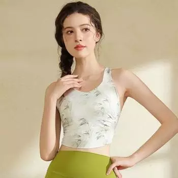 Yoga Clothes Vest Women s One-Piece Exercise with Chest Pad Running Fitness Top Quick-Drying Sleeveless 2025 New Arrival Training Green Bamboo Vest S
