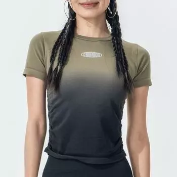 Yoga Clothes Women s 2025 Spring/Summer New Arrival Gradient Sports Short-Sleeved T-shirt Maillard Training Top Running Fitness Clothes Green Black S