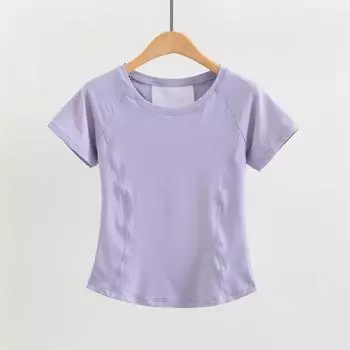 Yoga Clothes Women s Short Sleeve Skinny Exercise Top Mesh Beauty Back Quick-Drying Fitness Yoga Sports Blouse New Arrival Listing Lavender purple sports short sleeve L
