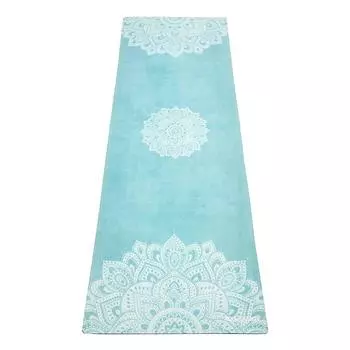 Коврик для йоги Yoga Design Lab, толщина коврика для поездок на работу, складной, с ремешком 1,5 мм (Мандала Бирюзовая)