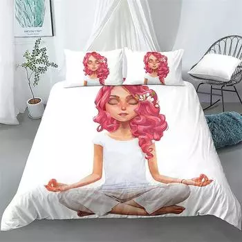 Yoga Girls Duvet Cover Modern 3D Print Bedding Set Full King Size For Bedroom Decor Microfiber Comforter Cover With Pillowcases 70x133cm 2pcs