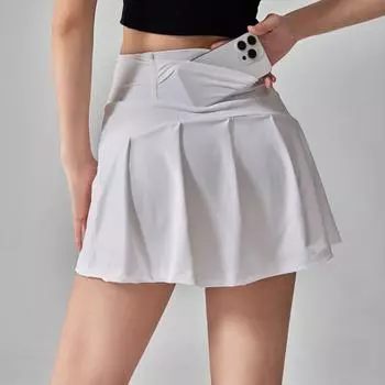 Yoga Skirts Women s Summer Quick-Drying Fashion Tape Tennis Skirt Breathable Slimming Running Sports Short Skirt Fitness Three-Point Skirt White M