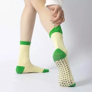 Yoga Socks for Women Tube Socks Fitness Dance Pilates Special Socks Sports Professional Non-Slip Socks Breathable Room Socks Yellowish Green