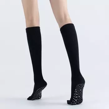 Yoga Socks Non Slip Professional Female Toe Socks Pilates Socks Room Socks Adult Long Tube Yoga Non-Slip Socks Black