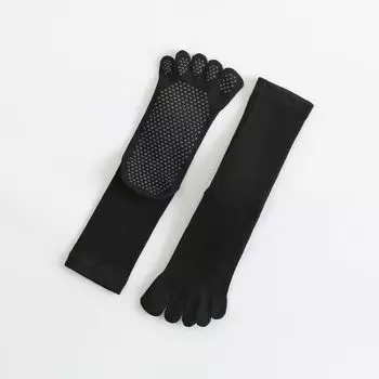Yoga Socks Non Slip Professional Women Knee Socks Split Toe Room Socks Fitness Pilates Dance Sports Toe Socks Black split toe middle anti-slip socks 2111