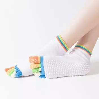 Yoga Socks Non-Slip Professional Women Pilates Spring and Summer Sports Fitness Open Toe Backless Half Finger Toe Socks Toe Socks Color refers to light powder