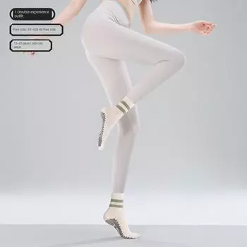 Yoga Socks Non Slip Professional Women s Summer Indoor Long Pilates Socks Knee Socks Sports Fitness Special Training Socks [1 pair of experience] Rice White