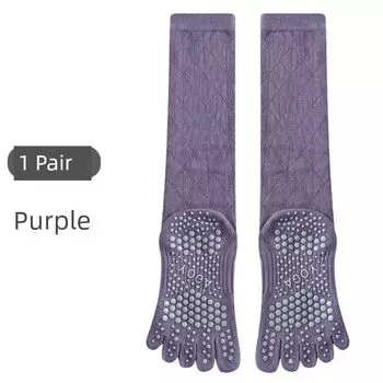 Yoga Socks Non Slip Professional Women s Toe Socks Fitness Non-Slip Socks Room Socks Adult Long Pilates Socks Purple