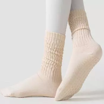 Yoga Socks Non-Slip Professional Women s Sports Fitness Room Socks Adult Pile Style Yoga Non-Slip Socks Pilates Socks Cream yellow