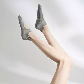 Yoga Socks Non Slip Professional Women s Summer Thin Pilates Socks Special Split Toe Indoor Sports Fitness Five Fingers Non Slip grip/1 pair round head Open Back Gray