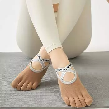 Yoga Socks Non Slip Professional Women s Toe Socks Summer Thin Indoor Fitness Room Socks Adult Pilates Socks Curry color