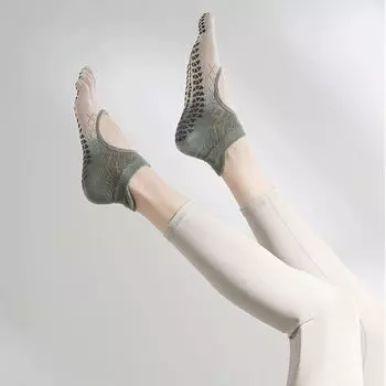 Yoga Socks Non Slip Professional Women Toe Socks Pilates Socks Fitness Room Socks Adult Dance Non-Slip Socks Gradient peach Gray