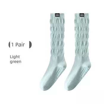 Yoga Socks Non-Slip Professional Women Tube Pile Socks Fitness Non-Slip Socks Room Socks Adult Pilates Socks Light green