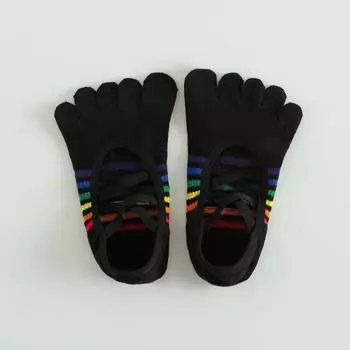 Yoga Socks Professional Non Slip Female Five Finger Summer Indoor Dancing Shoes Aerobics Sports Fitness Pilates Socks 2220 Black Rainbow Yoga Socks