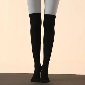 Yoga Socks Professional Yoga Socks Long Tube Non Slip over the Knee Spring and Summer Yoga Five Finger Sports Pilates Socks Black
