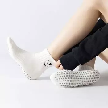 Yoga Socks Short Spring and Summer Black Non Slip Professional Female Fitness Adult Room Socks Pure Cotton Pilates Athletic Socks Milky White