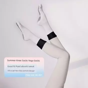 Yoga Socks Summer Knee Socks Pilates Non-Slip Socks Professional Female Toe Socks Training Sports Non-Slip Socks Toe Socks [Double color black and white] 1 pair