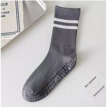 Yoga Socks Summer Non-Slip Professional Female Summer Knee Socks Striped Pilates Socks Boneless Sports Workout Socks 2 Pair-Yoga Socks-Grey