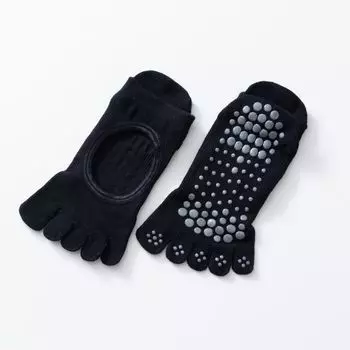 Yoga Socks Women s Five-Finger Socks Split Toe Pure Cotton Fitness Dance Sports Socks Shock Absorption Pilates Short Professional Non-Slip Black