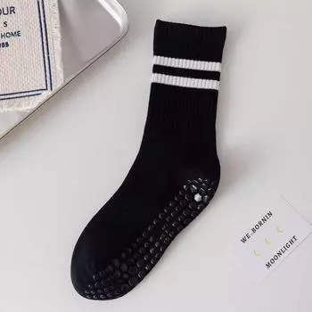 Yoga Socks Women s Professional Non-Slip Tube Socks Cotton Indoor Fitness Running Pilates Sports Adult Room Socks [2 pairs] Black