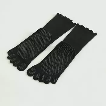 Yoga Socks Women s Professional Pilates Socks Non Slip Knee Socks Split Toe Pressure Sports Fitness Indoor Toe Socks 02118 Pure Black Ear Yoga Socks