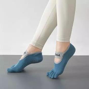 Yoga Summer Breathable Indoor Sports Training Toe Socks Ink Blue