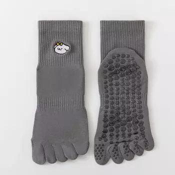 Yoga Tube Five-Finger Socks Professional Non-Slip Sports Socks Women s Spring and Autumn Toe Pilates Cotton Socks Indoor Fitness Socks 9190 five-finger yoga socks dark gray [1 pair]]
