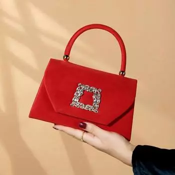 Yogodlns блестящая блестящая роскошная гламурная изысканная 1 шт. элегантная и модная сверкающая бархатная вечерняя сумка-клатч 22.5x5.5x13.5cm красный