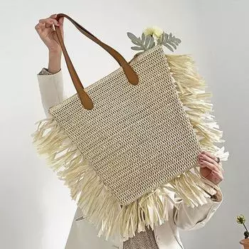 Yogodlns богемная соломенная сумка для женщин тканая пляжная сумка большая вместительная сумка для отдыха и отпуска женские сумки с кисточками сумка на плечо