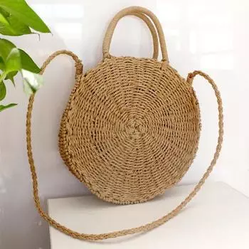 Yogodlns богемный стиль сумки на плечо для женщин сумка через плечо кошелек ручной работы соломенная дорожная пляжная сумка 30*30*10cm хаки