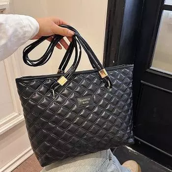 Yogodlns Большая вместительная сумка-тоут с ромбовидным дизайном, сумка на плечо для женщин, повседневные сумки для путешествий и шоппинга 28x10x24cm белый